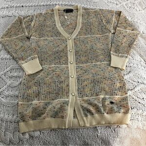 Monte Carlo women’s size 38 premium yarn multi colored cream cardigan sweater